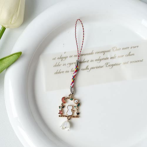 Luozzy 4Pcs Cat Phone Charm Cartoon Flowers Cell Phone Charm Creative Gifts Adorable Kitten Hanging Pendants Decor #TOP4