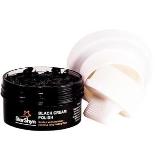 StarShyn Shoe Cream with Applicator | Leather Shoe Polish Cream | Natural Wax Formula for Long Lasting Shine | Black| 50 GM