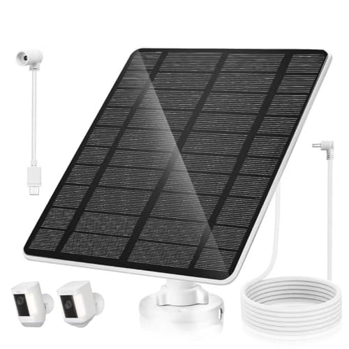 5W Solar Panel for Camera，Compatible with Spotlight Cam/Pro/Plus Battery,IP66 Waterproof, 13ft Cable White
