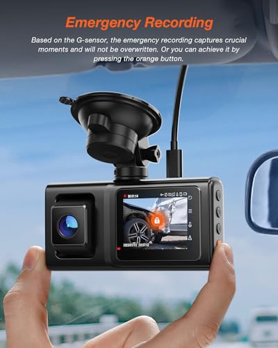 iZEEKER 3 Channel Dash Cam Front and Rear Inside, 2K Single, 1080P Triple Dash Camera for Cars with MicroSD Card, Infrared Night Vision for Taxi Driver, Accident Record, Loop Recording, Parking Mode - Thumbnail 5