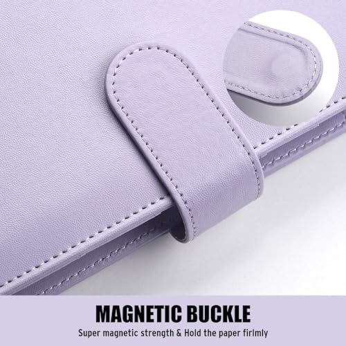 Image of Sooez A5 Notebook Binder, 6 Ring Planner with Stylish Design, Loose Leaf Personal Organizer Cover with Magnetic Buckle Closure, PU Leather Binder for Women with Macaron Colors (Olive Green)