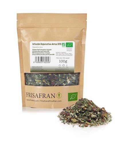 FRISAFRAN | Infusion Purifiante Détox Bio Vrac 100g | Digestif | Anti-inflammatoire | thé drainant à effet diurétique | Propriétés détox | Antioxydant naturel | pas d'additifs | Tisane Detox Foie