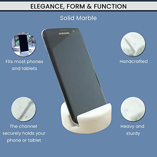 Crevasse Phone Stand By Higherhuman – Premium Carrara Marble Cell Phone Holder For Cellphone Or Tablet On Your Desk, Counter, Table Or Nightstand. Luxurious Solid Real Stone Phone Stand For Recording #TOP3