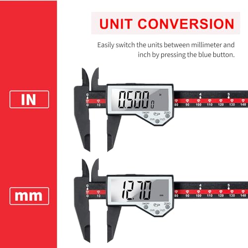 Image of Digital Caliper, 0-6 inch Electronic Caliper Auto - Off Feature with Large LCD Screen Vernier Caliper Conversion Measuring Tool for Length Depth Inner Outer Diameter Measuring