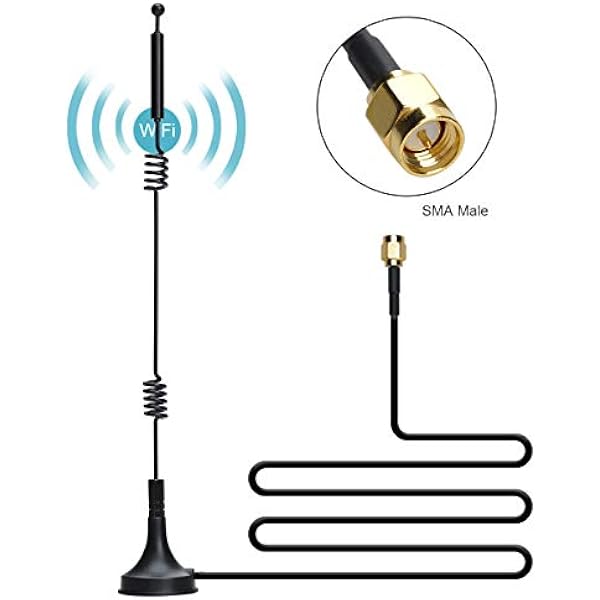Podwójna antena magnetyczna, 12 DB, wielokierunkowa 2,4 G, 5 G/5,8 G, antena biczowa – wtyczka SMA z kablem 3 m – przedłużenie do kamery monitorującej, kamery IP, drona FPV