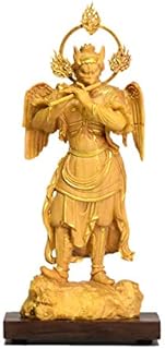 小仏【迦楼羅王立像】（カルラ） 柘植 金泥仕様 総高10.5cm 木彫仏像 ※桐箱付き