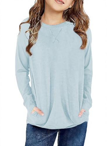 Image of SELINK Girls Big Kids Long Sleeve Striped Color Block Pocket Tees