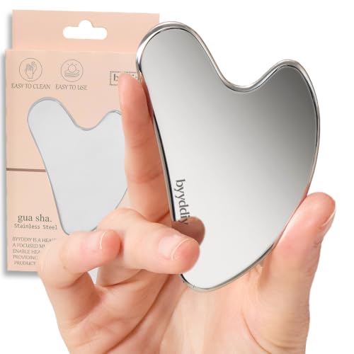 Image of BYYDDIY Stainless Steel Gua Sha Facial Tools, Metal Gua Sha for Face,Tighten Skin Massage, Guasha Beauty Tool for Body Eyes (W)