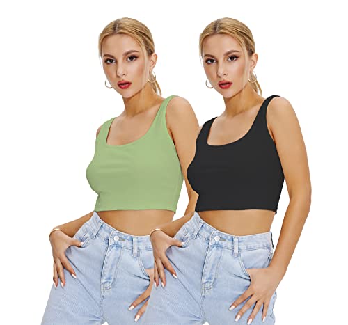 Image of Shasmi Women Crop Top, Ribbed, Stylish Tank Top, Soft and Comfy Fabric has Some Stretch