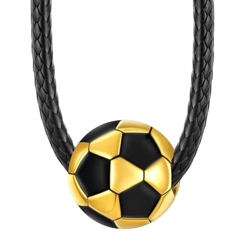 ChainsHouse Sports Football/Basketball/Volleyball/Baseball/Rugby Necklace for Men Women, Gold/Black/Solid Stainless Steel 3D Ball Sport Necklaces Charm Pendants, Sports Fan Ball Jewelry Gift