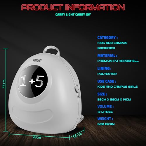 Image of Hookaba GlowBuddy LED Eyes Backpack 13L | Kids Smart Bag with App Control, Programmable Screen & Water Resistant | for School, Picnic, Travel | Mini Digital Daypack for Girls & Boys (White)