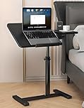 kiss me C Shaped Side Table, Height Adjustable 360° Swivel End Table TV Tray Table Narrow Side Table Laptop Desk for Living Room Bedroom Balcony Patio (Black)