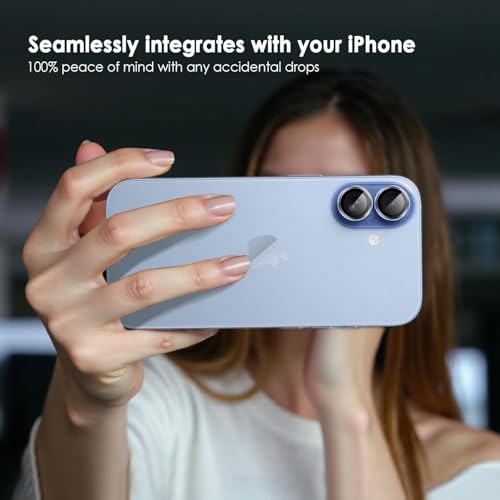 Image of Skinomi Camera Lens Protector Compatible with iPhone 17, [Anti-Scratch] Premium Tempered Glass Film Aluminum Alloy Lens Ring Cover- Mist Blue Titanium