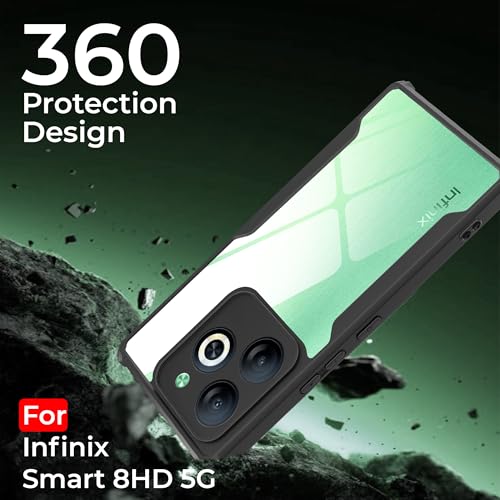 Image of A rtistque Clear Hard Transparent Acrylic Armor Anti-Drop Shockproof TPU Edge Back Cover Case for Infinix Smart 8 HD - Black