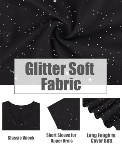 CARCOS Womens Plus Size Tops Basic Summer Shirts Short Sleeve V Neck Tunics Casual T-Shirt Loose Fits XL-5XL3