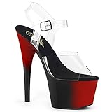 rb7131  Pleaser Damen ADORE-708BR Plateau High Heels Sandalette Schwarz/Rot 37 EU