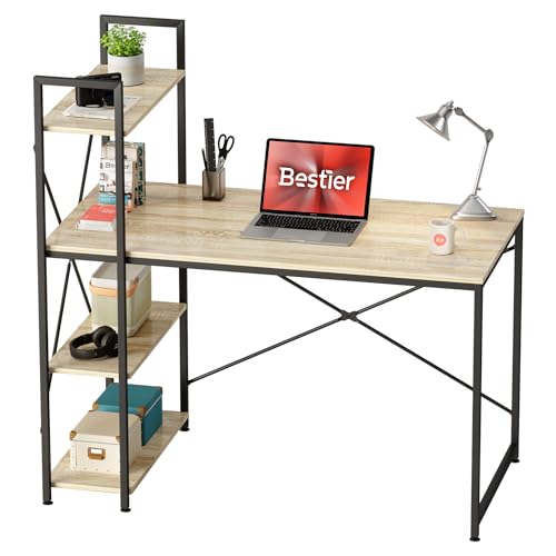 Bestier Computertisch mit Ablagefächern Schreibtisch Kleiner mit Regalen...