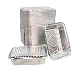 Notwoe 50pc Disposable Aluminum Pans With Lids, 7x5 Combo Set, Disposable Baking and Cake Pan. (50 Pack w/Lids)