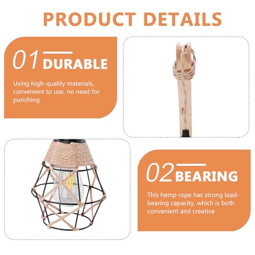 Image of Hanging Lights with Plug in Cord Set of Two, Farmhouse Hanging Lamps Hand Woven Rattan Wall Sconce with Wood Arm Hemp Rope Cord, Boho Wall Sconce for Bedroom Living Room (Plug-in Rocker arm)