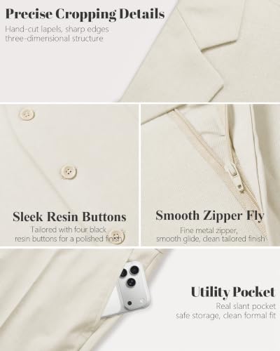Image of MY'S Men's 3 Piece Suit Set with Tie, One Button Slim Fit Solid Jacket Vest Pants, Prom Party Wedding Business Suits for Men