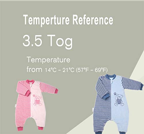 Bloomstar Wearable Blanket With Legs, Baby Sleep Bag With Feet Winter, Toddler Sleeping Bag,Sack With Sleeve Velvet Thick 3.5 Tog #TOP6