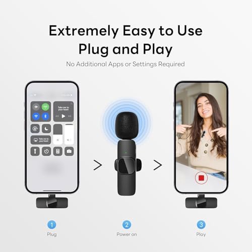 Image of Leettus Omnidirectional Lavalier Wireless Microphone for Type-C Android & iPhones, Noise Reduction Lapel Mic for Youtubers, Video Recording, Facebook Live All Smartphones Mobile Phone Tablet. (Black)