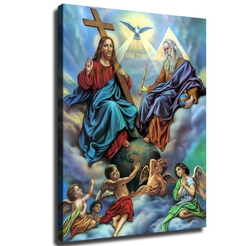 Holy Trinity Poster Prints Canvas Painting Wall Art for Living Room Bedroom Printins Wall Decor Gift (8x12inch-No Framed)