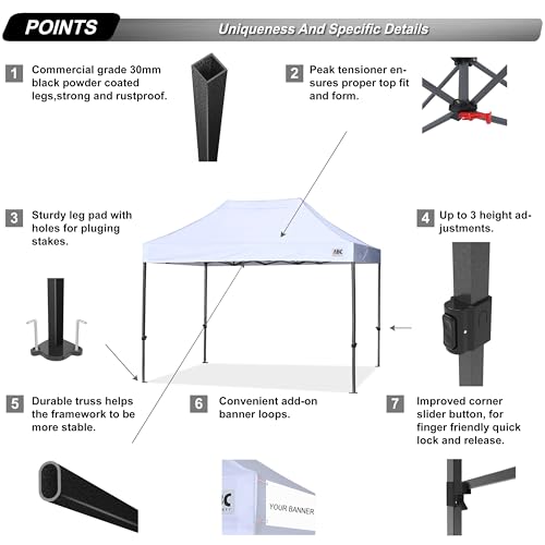 Image of ABCCANOPY Patio Pop Up Canopy Tent 8x12 Commercial-Series (White)
