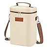 Kato Tirrinia Insulated Wine Cooler Bag with Shoulder Strap - 4 Bottle Travel Padded Portable Wine Carrier Tote Bag for Picnic and Camping, Wine Lover Gift, Beige