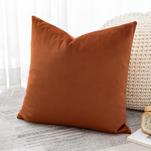 Artscope Luxury Velvet Cushion Covers Super Soft Decorative Square Throw Pillow Covers Case Cushion Covers for Sofa Couch Bedroom Car Decor 40x40cm Orange - Image 4