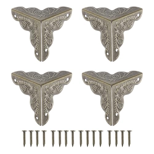 Image of uxcell 40Pcs Box Edge Guard, 25mm Decorative Box Corner Cover, Corner Protector, Vintage Stair Dust Corners with Screws, Bronze