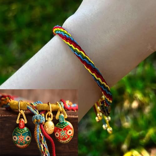 Tuna Bracelet of Reincarnation,Colorful Rope Gold Swallowing Beast Bracelet Remove Bad Luck Resolve and Reincarnation Tibetan Bracelet Adjustable Handmade Feng Shui Samsara Bracelet Religious Jewelry Gifts for Women Men4