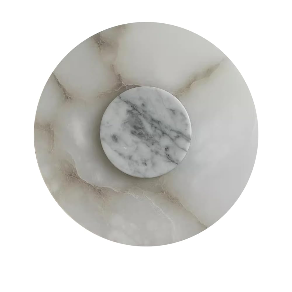 HXYSXHJUO 7.8in Round Alabaster Wall Sconce, Hard Wiring Connection LED Light, Medieval Style Natural Marble Lamp, Dressing Table Bedroom Hallway Decorative Lighting Fixtures
