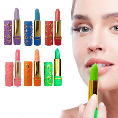 YAYNO 6 batons que mudam de cor com a temperatura dos batons de longa duração, batom em forma de borboleta que muda de cor para mulheres
