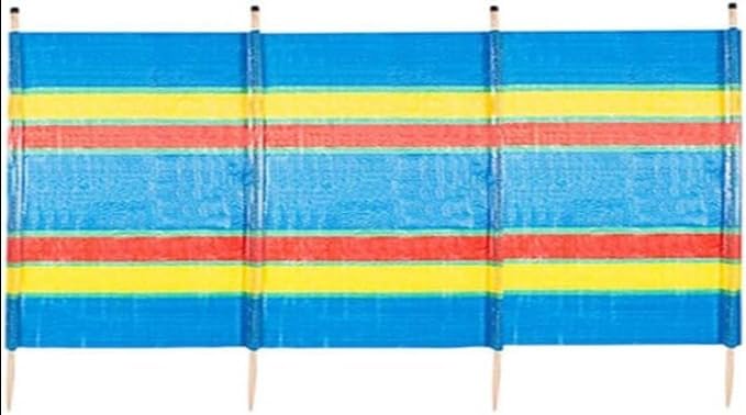 GAM Multi-Coloured Wind Breaks, 4 Wooden Pole Wind Breakers For Beach, Unique Camping Windbreaker, Caravan Windbreakers, Privacy Screen Wind Breakers Camping