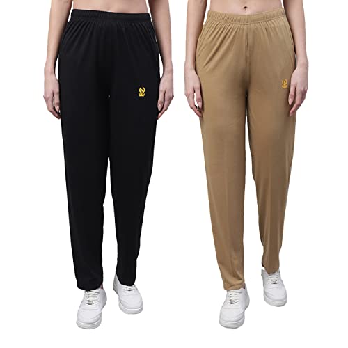 Image of Mack Jonney Regular fit Cotton Trackpant for Women (Pack of 2)-D10 BLK MLG 002-P