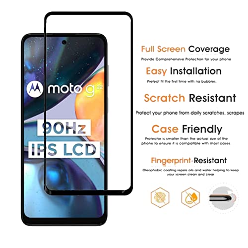 Image of Screen Protector for Motorola Moto G22 (Black) Tempered Glass Edge-to-Edge 6D Screen Guard With Installation Kit