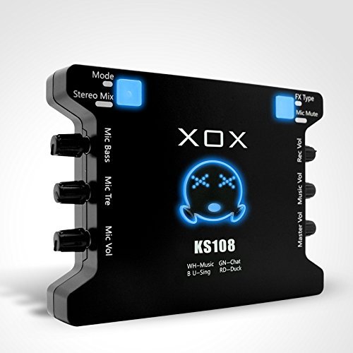 Express Panda® Tarjeta de Sonido Externa y Mezclador de Audio con Entrada de micrófono para Cantar grabación a Ordenador (Modelo KS108) y música en Tiempo Real