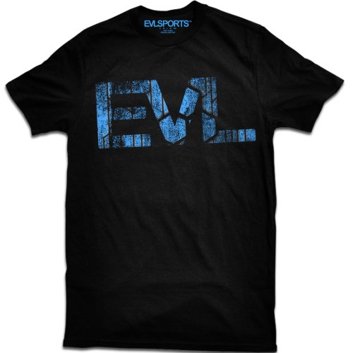 Evlution Nutrition - Camiseta para Hombre, Cuello Redondo, Logo Azul, Color Negro Negro Negro (S