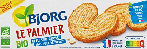 BJORG Le Palmier Biscuits Bio Pur Beurre Au Blé Semi Complet Sans Huile de Palme Source de Fibres Paquet de 100 g Lot de 2 - vue 5