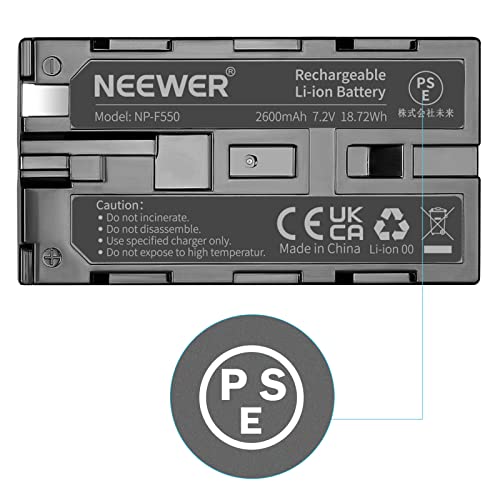Neewer-74V-2600mAh-Rechargeable-Li-ion-Battery-Pack-Replacement-for-Sony-NP-F550570530-Compatible-with-Sony-HandyCams-Neewer-Nanguang-CN-160CN-216CN-126-Series-LED-Light-and-Chromo-Inc-Polaroid-Other-