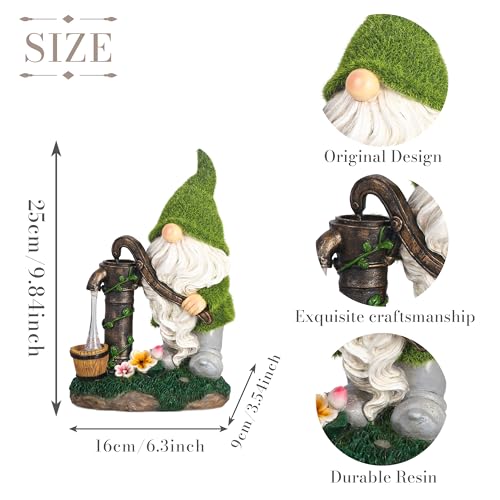 TERESA'S COLLECTIONS Garden Outdoor Decor, Garden Gnomes Decor with Solar Lights, St Patricks Decorations for Outdoor Decor, Waterproof Resin Decorations for Porch Patio, Gift for Dad and Mom, 10" by TERESA'S COLLECTIONS - Image 2