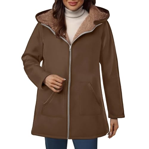 Generisch Cappotto invernale da donna, lungo, con calda imbottitura, parka