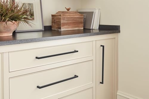 Image of Amerock BP36911FB Matte Black Cabinet Pull | 12-5 /8 inch (320 mm) Center to Center Cabinet Hardware | Monument | Furniture Hardware | Drawer Pull