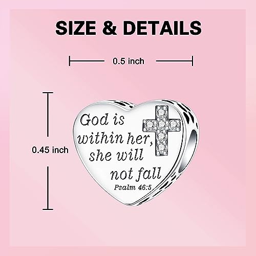 Bible Heart Charm Fit Charms Bracelet and Necklace Christian Bible Verse Charm Jewelry Present for Women Family Friends 6