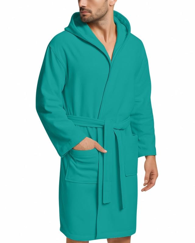 NARCISO - Peignoir Homme Femme en Microfibre Économique avec Poches, Capuche et Ceinture, Idéal pour la Maison, le Voyage, la Salle de Sport, Tissu Doux et...