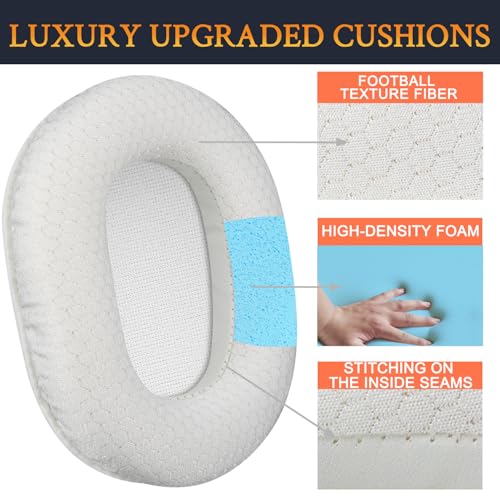 Image of SOULWIT Earpads Replacement for Audio Technica ATH M50X M50XBT M50RD M40X M30X M20X MSR7 SX1 Monitor Headphones, Ear Pads Cushions with Durable Mesh Fabric, High-Density Foam - White