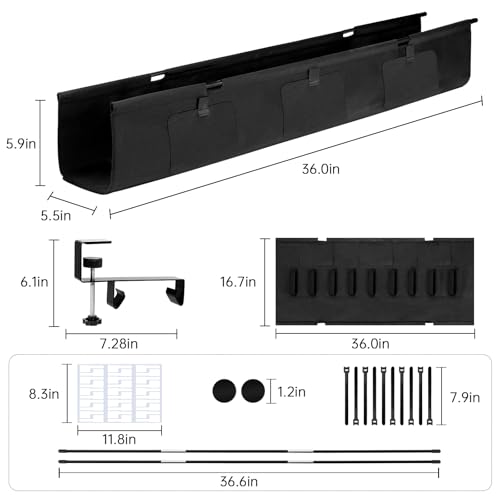 Image of Cable Management Under Desk Cable Management Tray, Cord Organizer & Cable Organizer - No Drill Installation for Home Office & Workstation