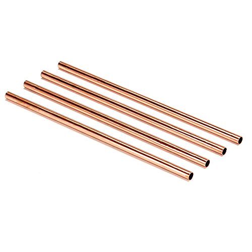 HealthAndYoga™ qPipe Copper Drinking Straws - Healthier, Reusable and Environment Friendly Straws with Cleaning Brush (Set of 4)