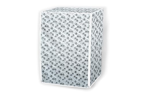 Image of Stylista PVC Washing Machine Cover Compatible for IFB 8 KG Fully-Automatic Front Loading SENATOR NEO SXS 8012, Waterproof and Dustproof, Floral Pattern Light Gray